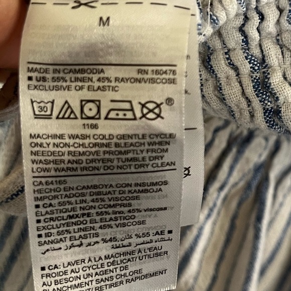 Old Navy Linen Blend Blue and White Striped Jumpsuit w/ Pockets - Picture 3 of 9